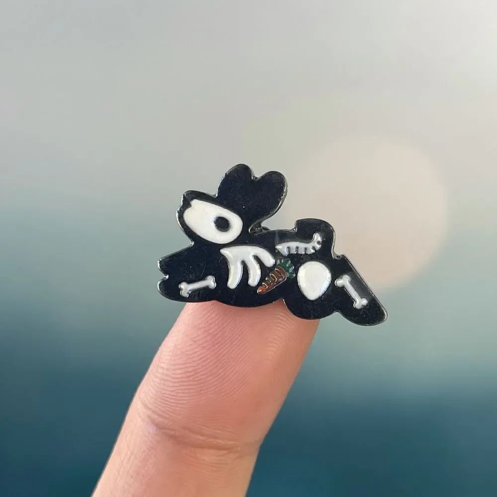 Bunny Rabbit Skeleton Enamel Pin/ Brooch Lapel